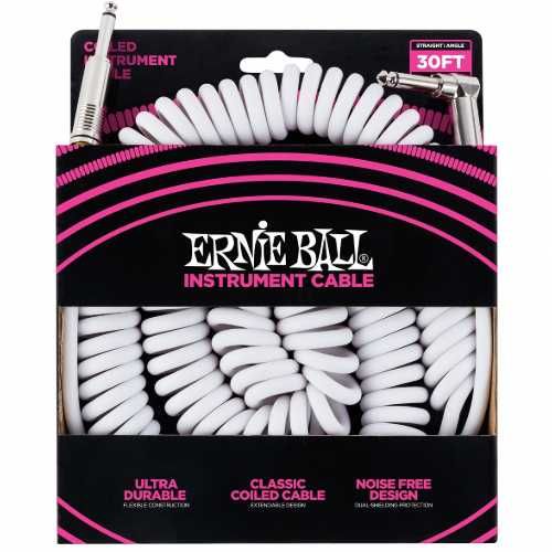 ERNIE BALL 6045 kabel do gitary spiralny biały 9 metrów