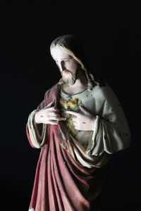 Stara piękna figura Serce Jezusa sygnowana