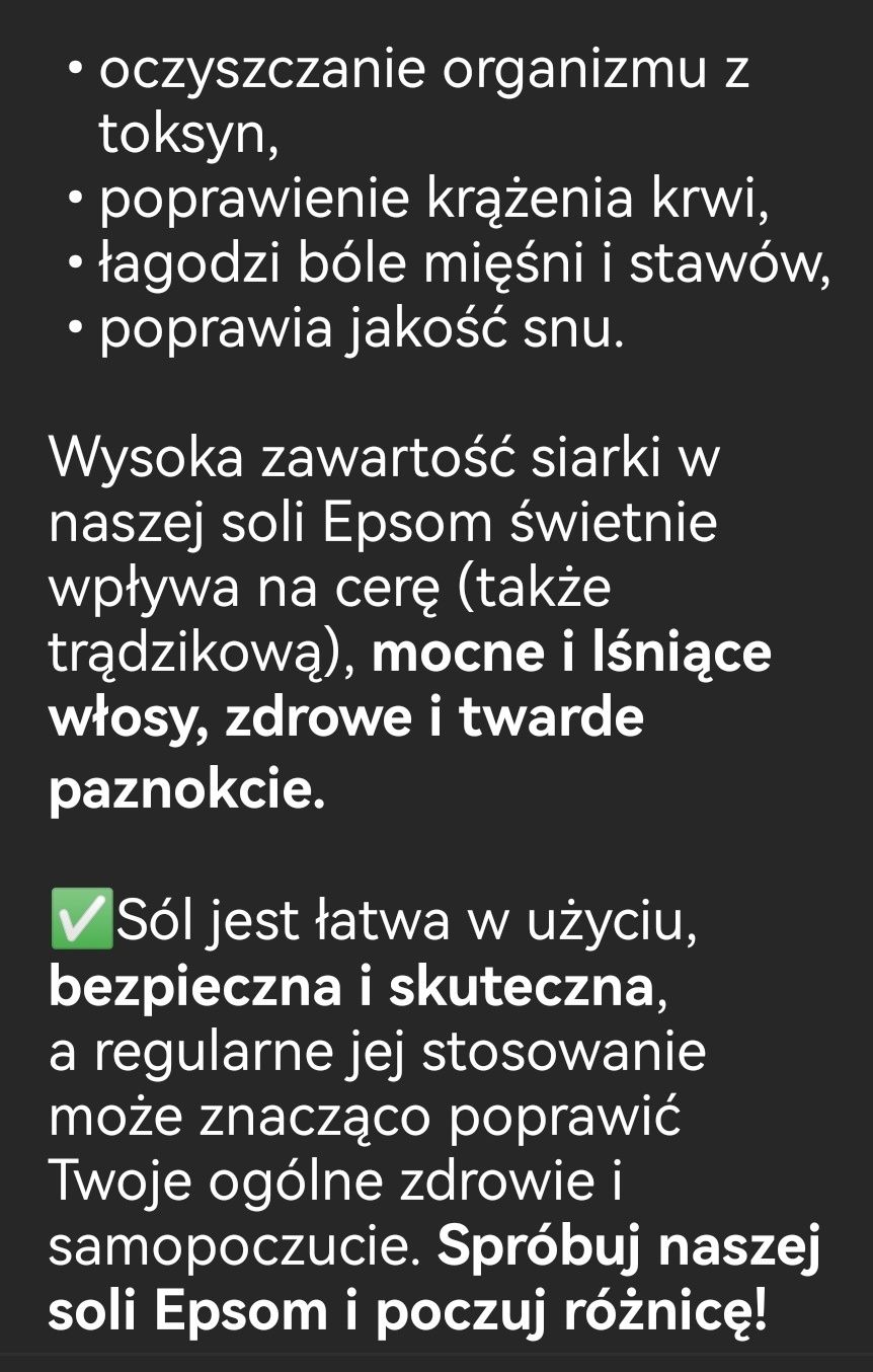 Sól Epsom gorzka Rzymska Angielska Siarczan magnezu