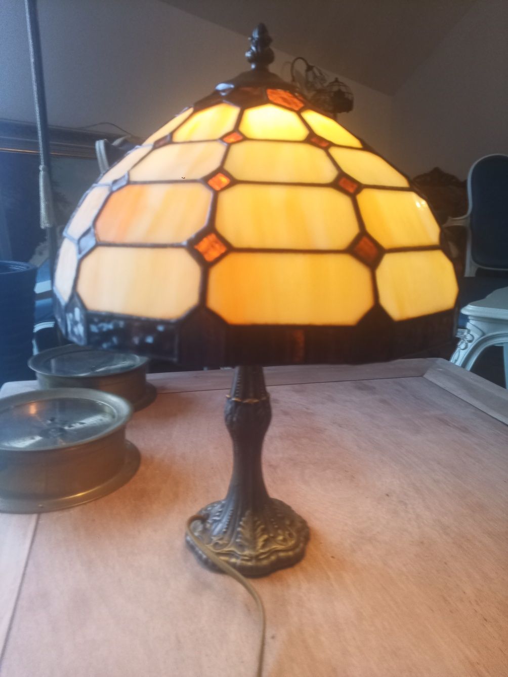 Lampa witrażowa,"Tiffany",uszkodzona,stojącą,retro, vintage