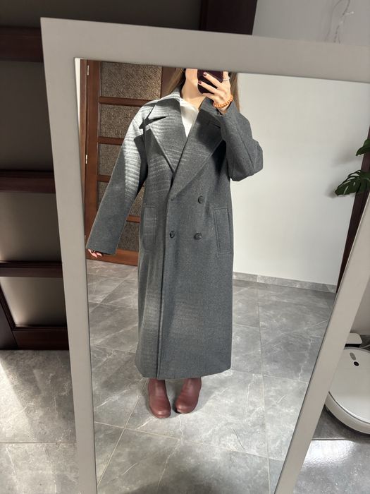 Довге сіре пальто Zara розмір S