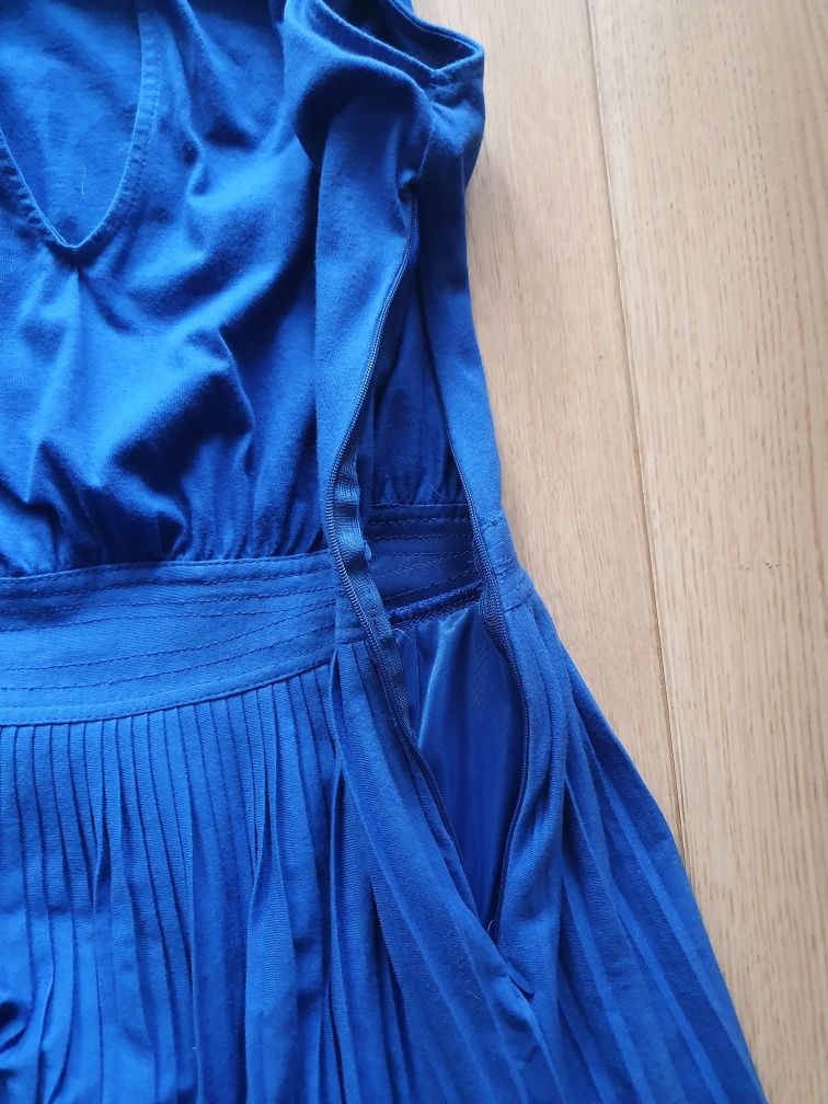 Nowa sukienka Mango XS/S kobaltowa bawełna plisowana plisy