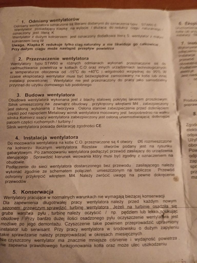 Wentylator nadmuchowy.