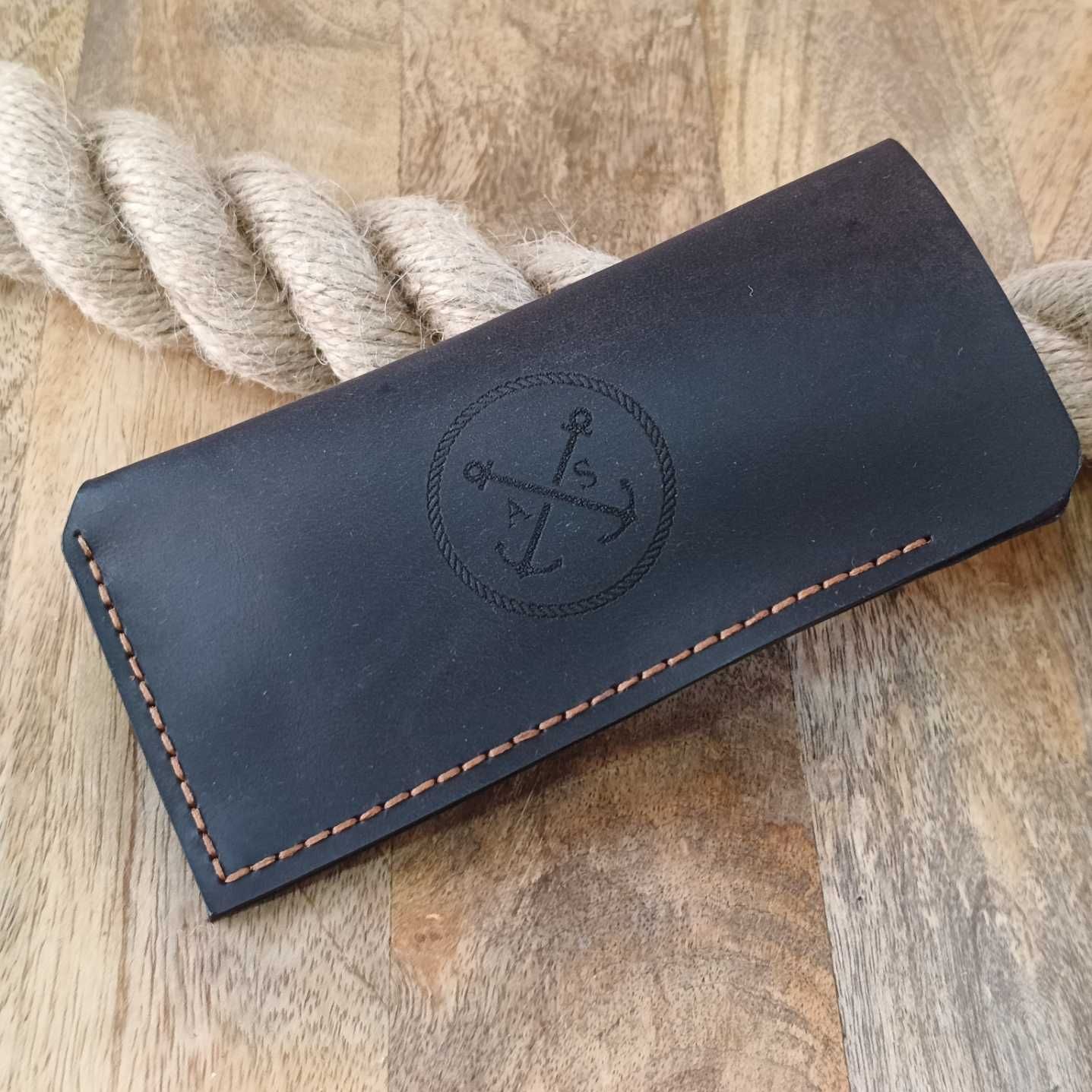 Etui na okulary skórzane brązowe z grawerem handmade