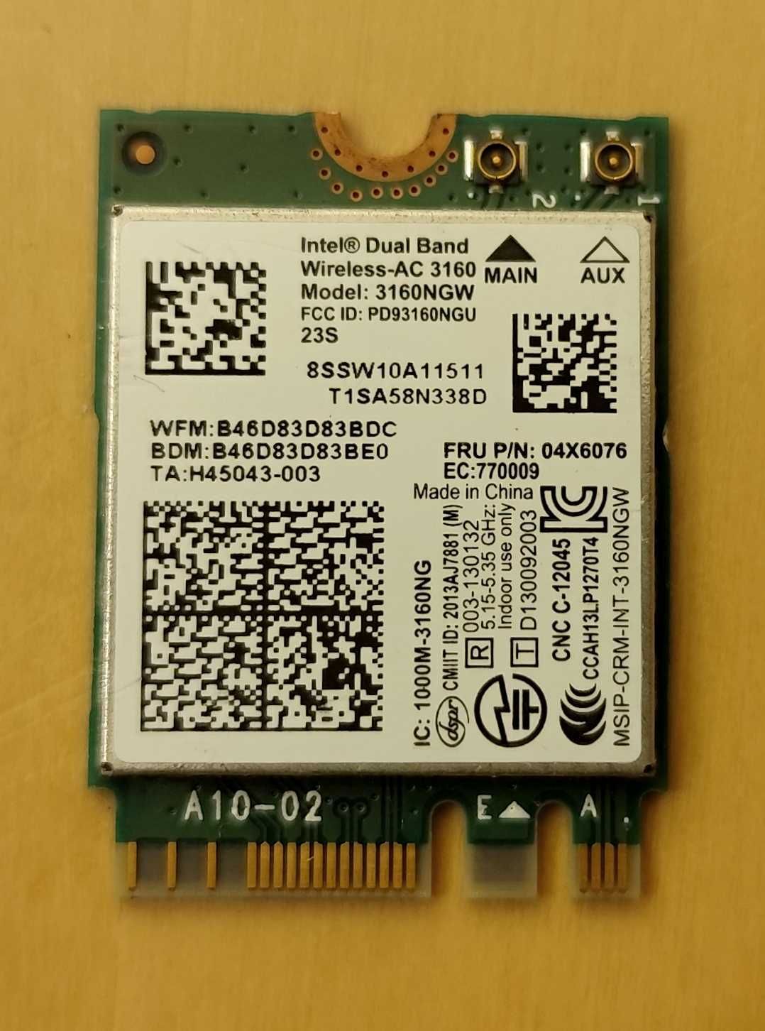 Karta sieciowa WI-FI INTEL Dual Band WIRELESS-AC 3160