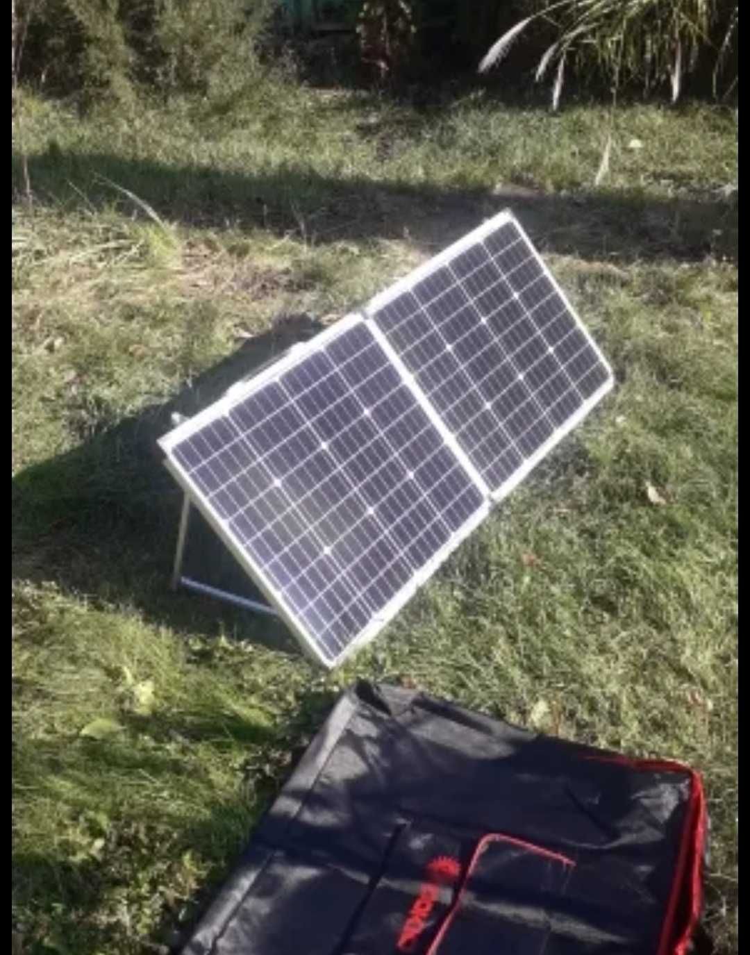 Painel solar 100W 6A 12V com controlador e suporte - Novo.