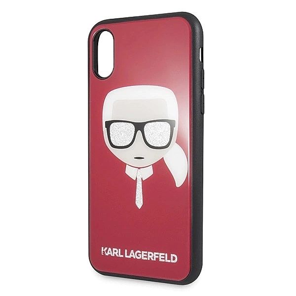 Etui Karl Lagerfeld Iconic Glitter Karl`s Head na iPhone X / Xs - czer