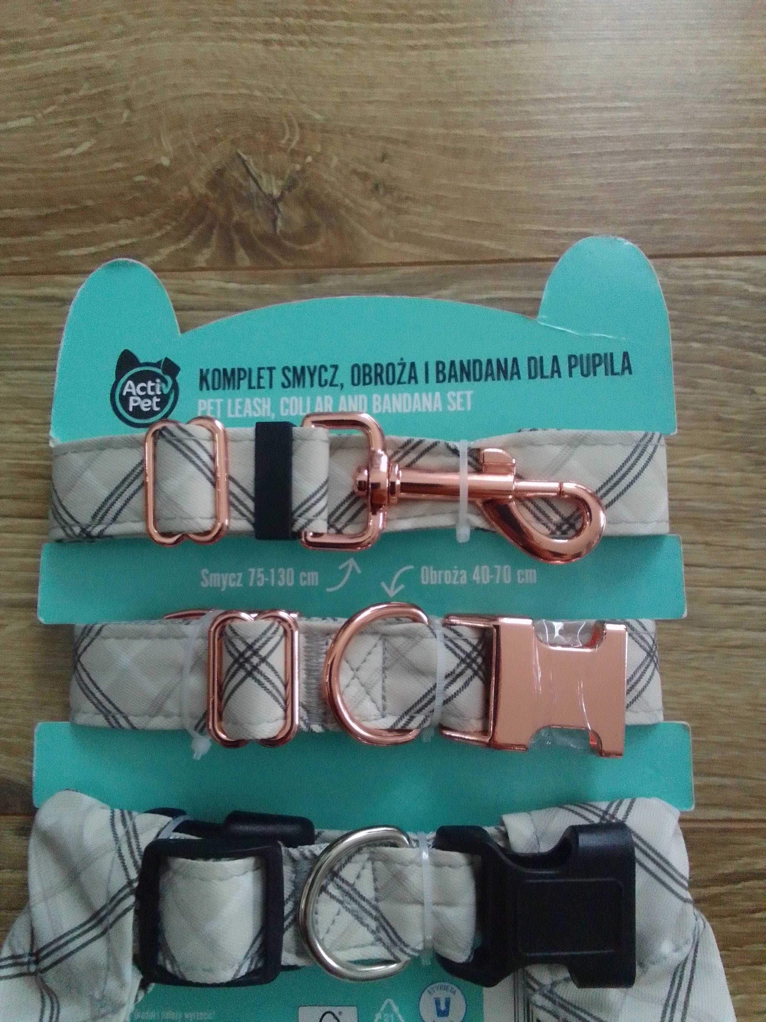 Komplet do psa smycz, obroża i bandana rozmiar L