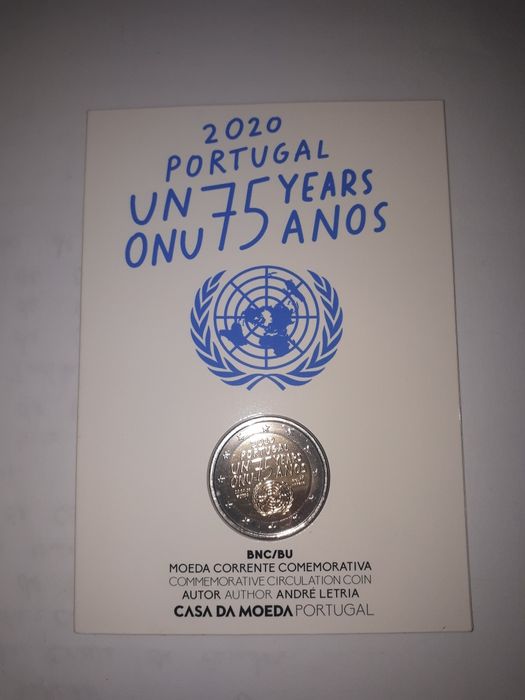 Moeda 2 euros 75 anos ONU
