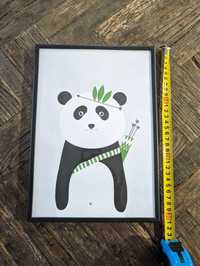 Obraz panda, sarna, zestaw obrazów w czarnej ramce, 30x21 cm