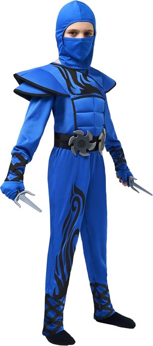 Niebieski Kostium Ninja dla Dzieci Rozmiar 8-10Lat 9 Lat