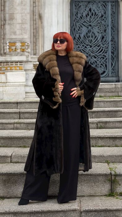 Lux Італія шуба норкова Black glama ACTIVE Італія 125 см р.48-50-52