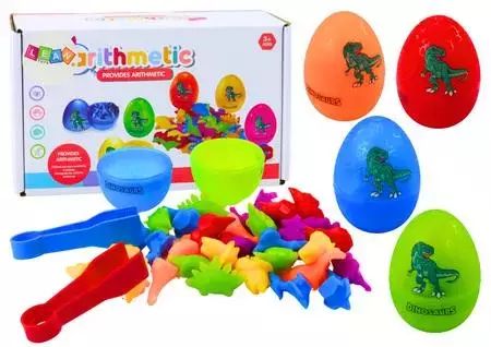 Sorter jaja dinozaurów szczypce kolorowe 6szt. Leantoys