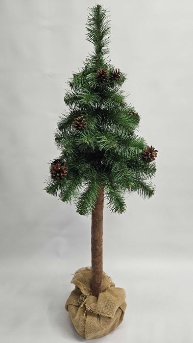 Choinka sztuczna na pniu, sosna naturalna z szyszkami 120 cm