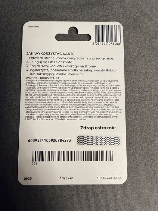 Robux 50 zł nowa karta Super oferta