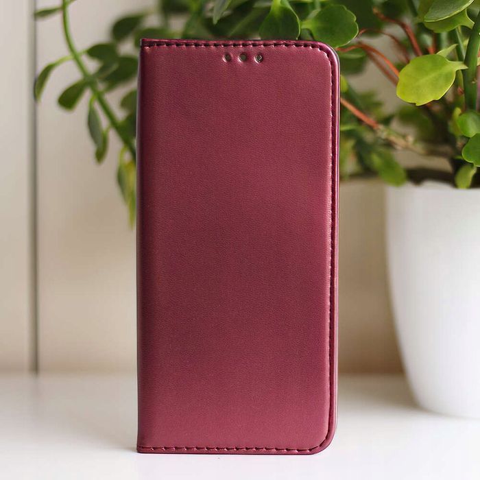 Etui Z Klapką Zamykane Magnetic Do Motorola Edge 50 Neo Burgundowe