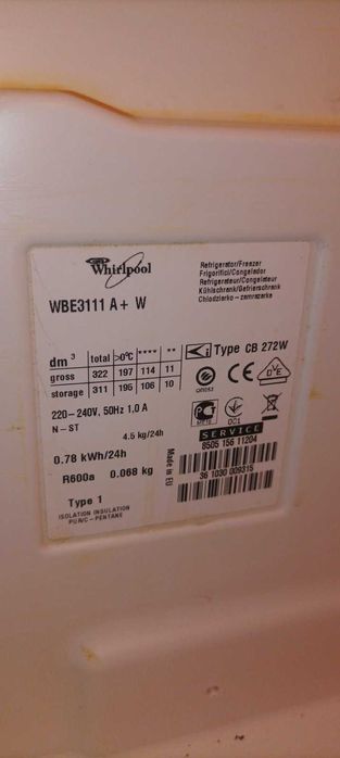 Холодильник з морозильною камерою Whirlpool WBE 3111 A+W