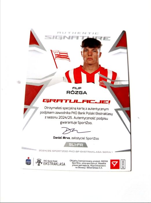 Karta piłkarska Ekstraklasa 2024/2025 z autografem zawodnika