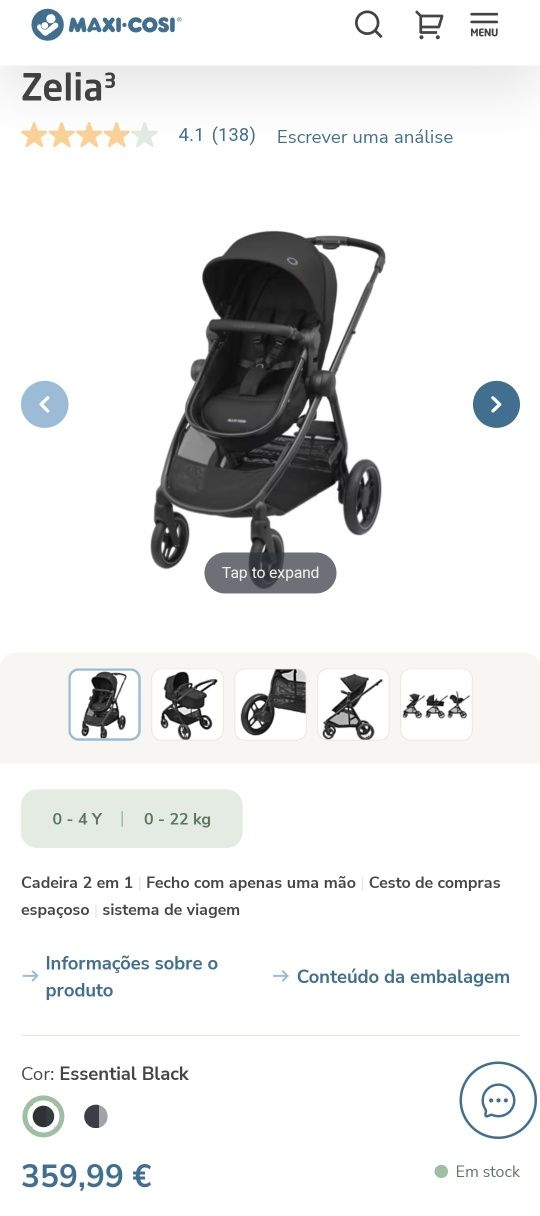 Carrinho Zélia 3 duo maxi cosi+ cabrio fiz i-size+ base isofix