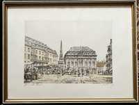 Duża akwaforta kolorowana - jarmark - Galeria Hagen Bonn M. Frey