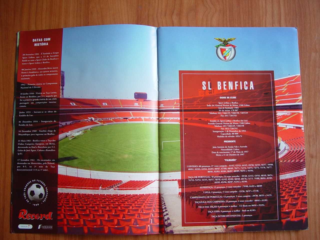 Medalhas do Benfica e Porto. Record 1998