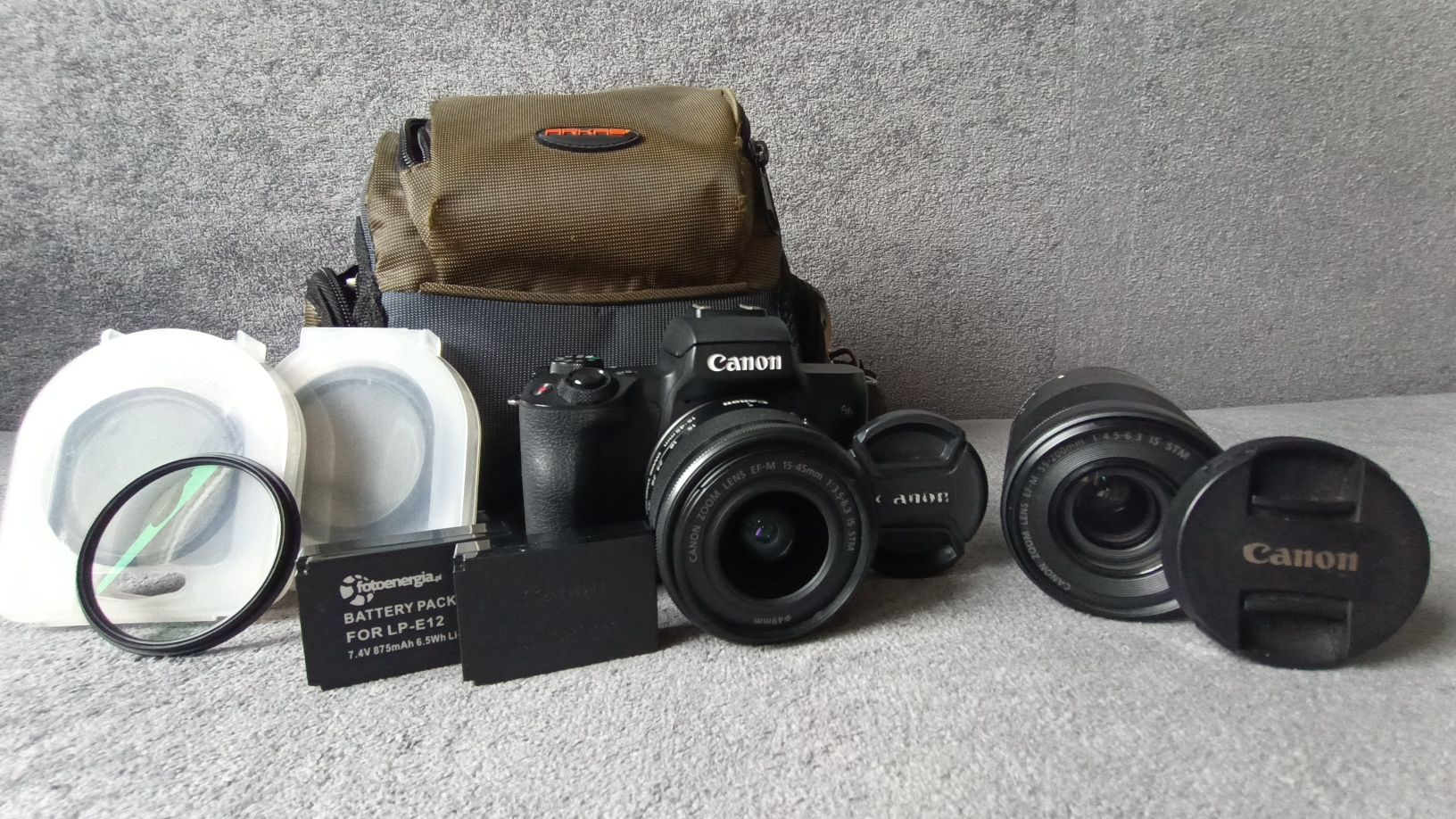 canon m50 + 2 obiektywy + dodatki