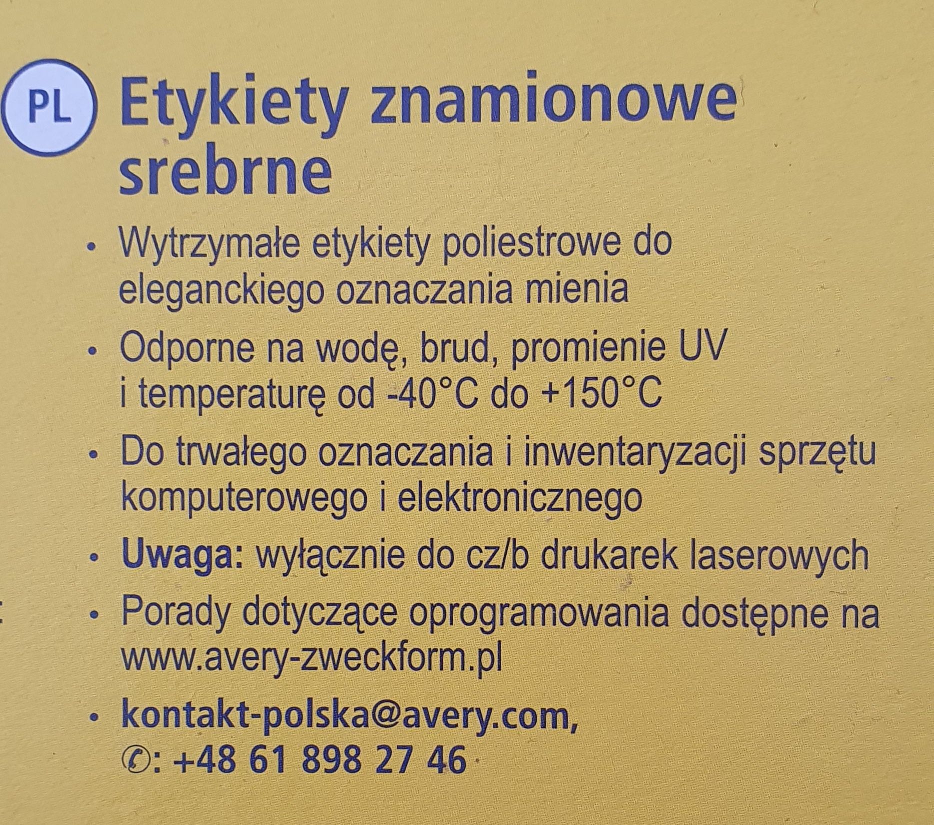 Naklejki/etykiety znamionowe avery zweckform