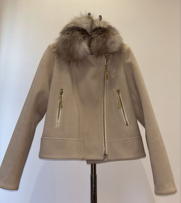 Welniana kurtka z naturalnym futerkiem z lisa (jak sobol) roz.S