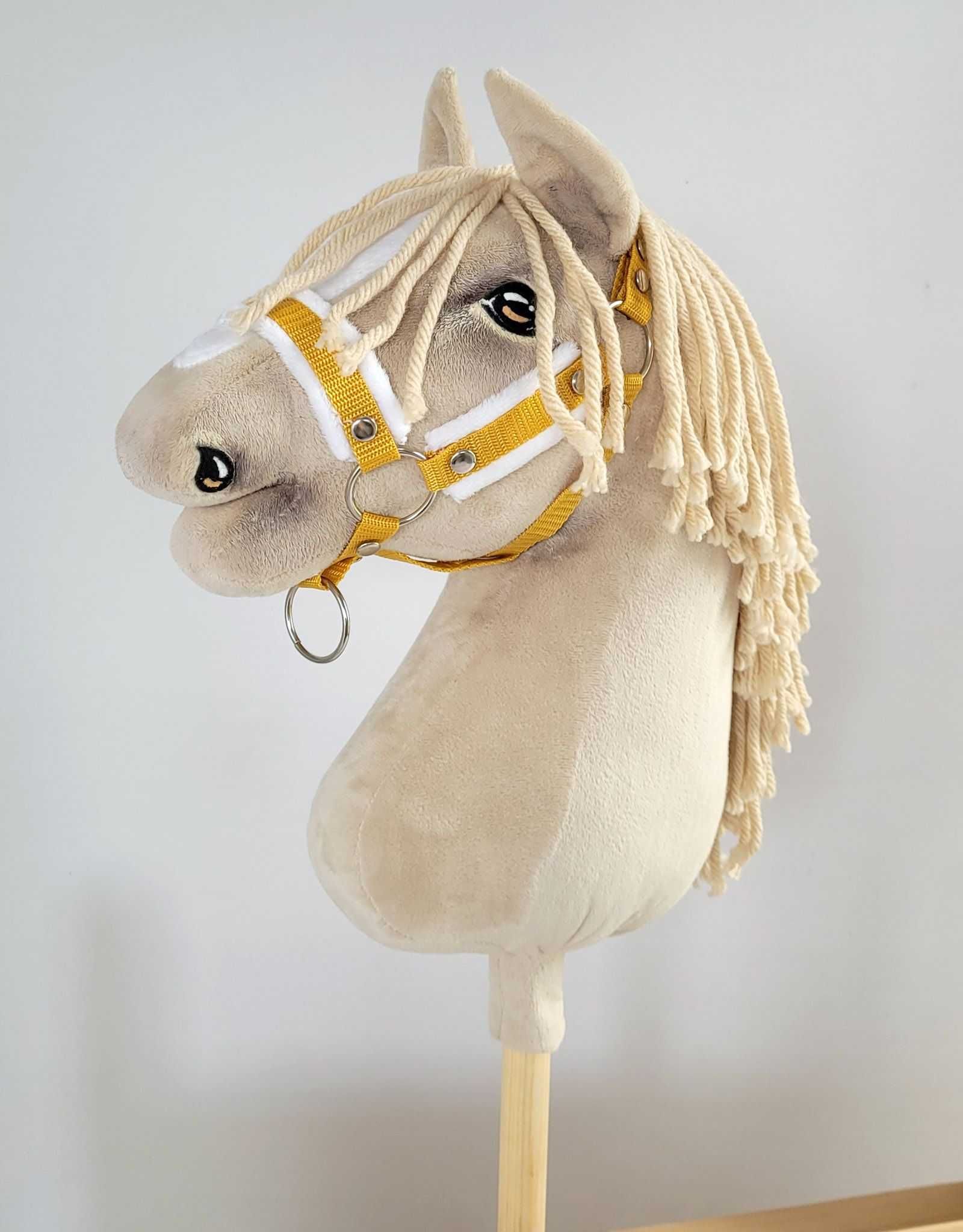 Zestaw do Hobby Horse: kantar A3 + uwiąz - biało-musztardowy!
