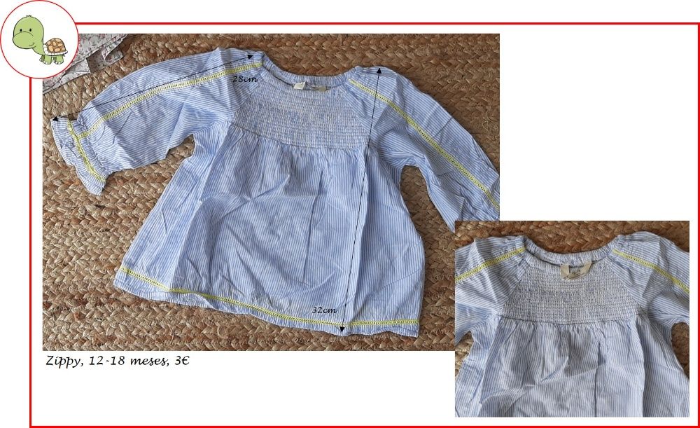 12-24M Menina, Primavera/ Verão - blusas e vestidos