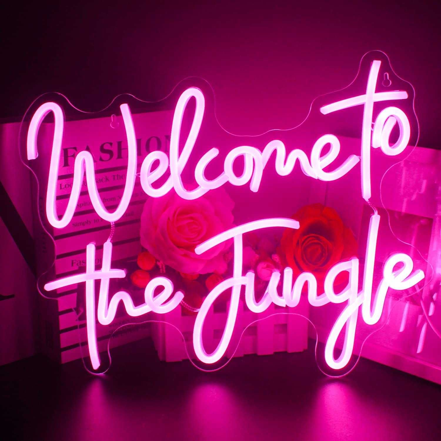 Sinal Luminoso Néon Led "Wecome to the Jungle - Decoração Néon LED