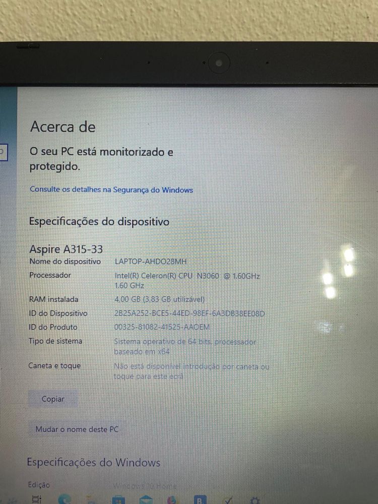 Portatil Acer A315-33 4/120GB
