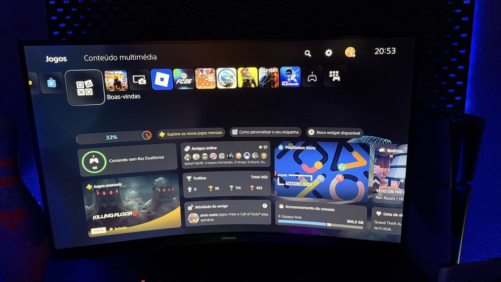 Vendo Monitor Curvo SAMSUNG S32CG552EU e mais o sporte