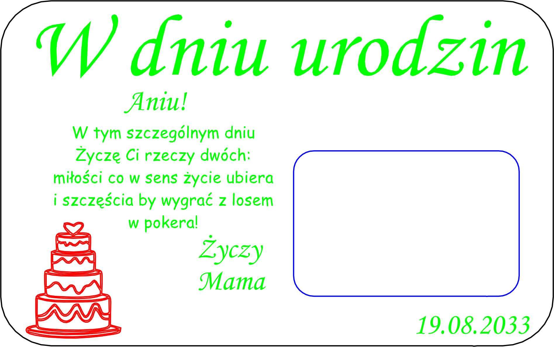 Kartka Powinszowanie urodziny imię  18 na kasę pieniądze biała 16x10cm