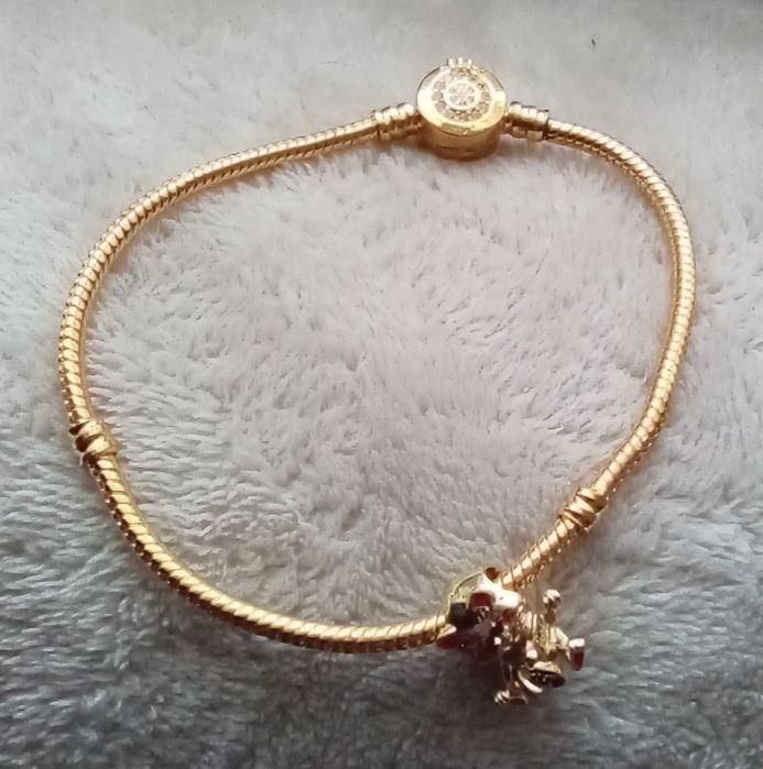 Nowa bransoletka moments modułowa złota gratis charms kotek 20 cm