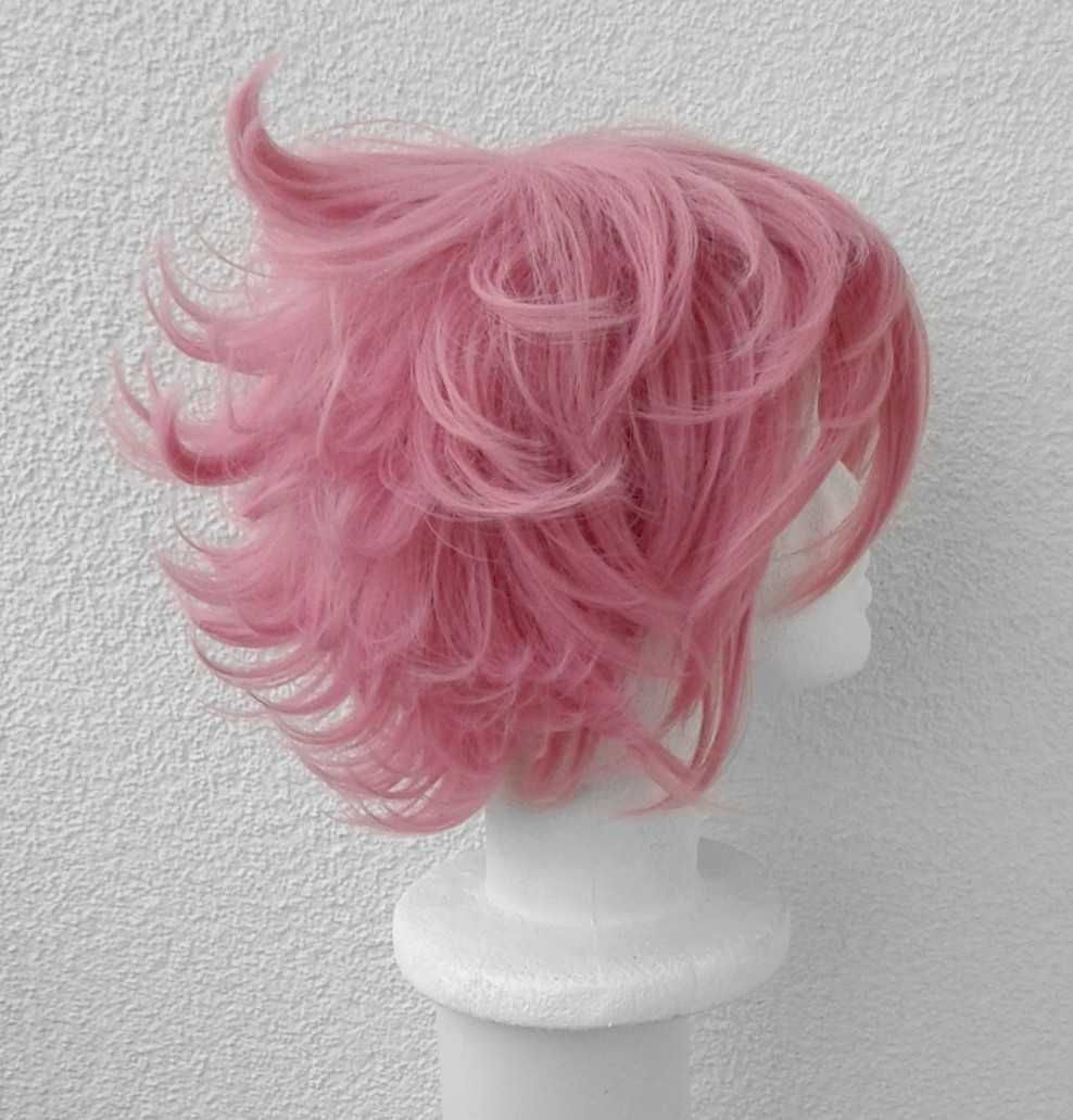 My hero academia Mina Ashido bnha cosplay wig krótka różowa z grzywką