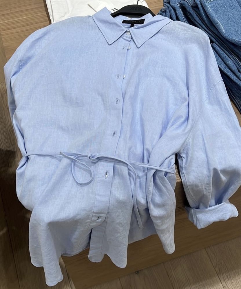 Льняні сорочки Zara,оверсайз сорочка Zara ,стильна сорочка Zara