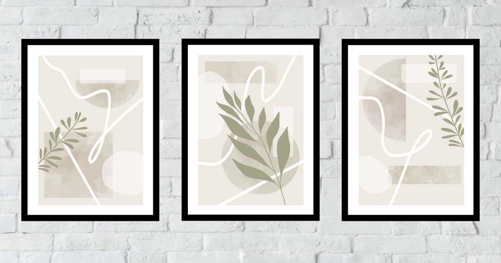 30x40 obrazy w ramie plakaty ramka ABSTRAKCJA BOHO GEOMETRIA LIŚCIE