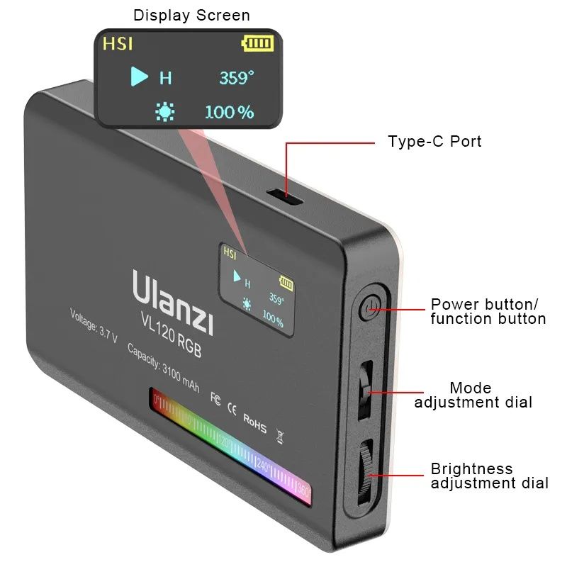 Освітлення,підсвітка Ulanzi VL120 RGB для фото-відео зйомки.