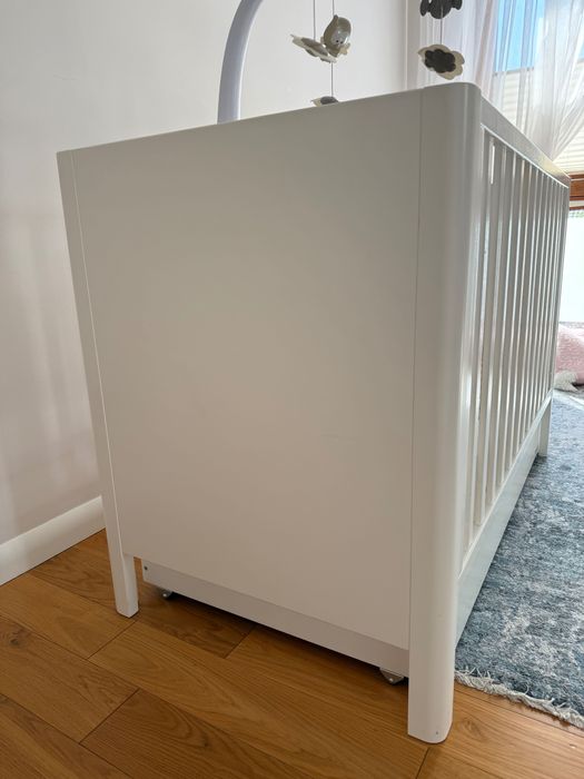 Łóżeczko niemowlęce Woodies białe 60x120 z szufladą