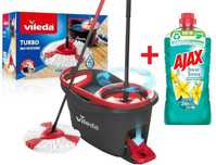 Nowy mop Vileda Turbo obrotowy 3w1 teleskopowy teleskopowy + Ajax 1L