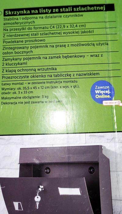 Skrzynka na listy ze stali nierdzewnej