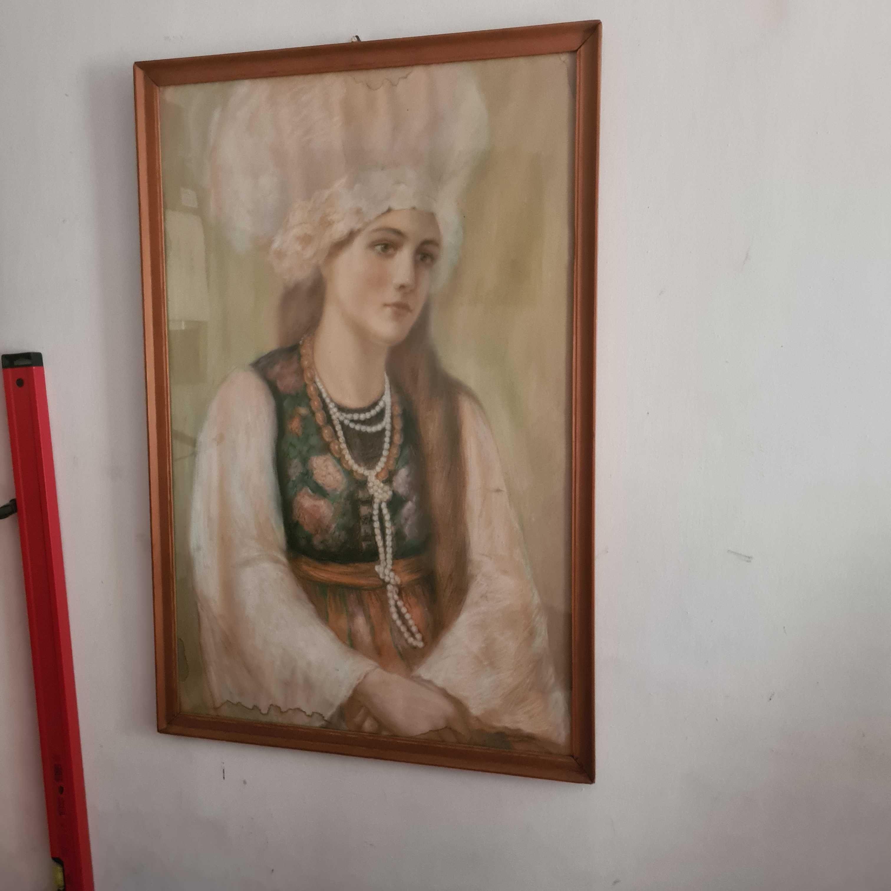 Pastel duży obraz portret kobiety