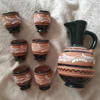 Набор глиняный кувшин со стаканами ссср