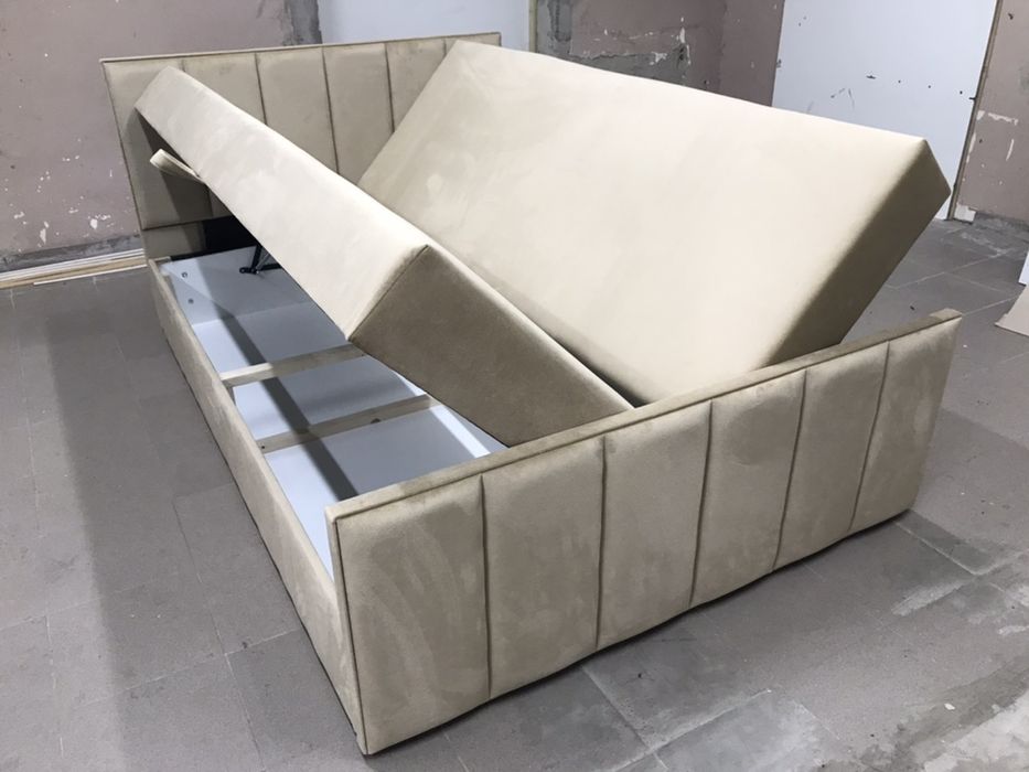 Łóżko tapicerowane Kontynentalne materac 140x200 + pojemnik na pościel