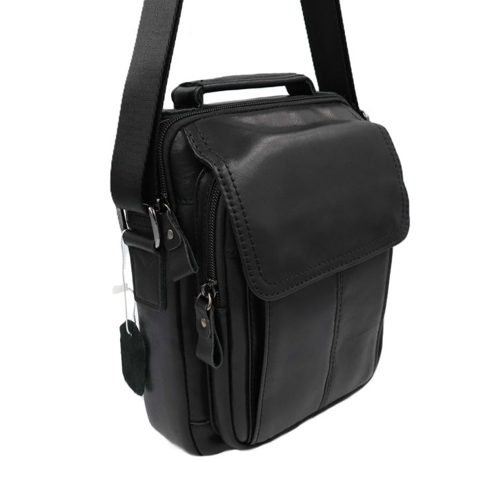 Сумка чоловіча натуральна шкіра leather 337Black Сумка мужская кожаная