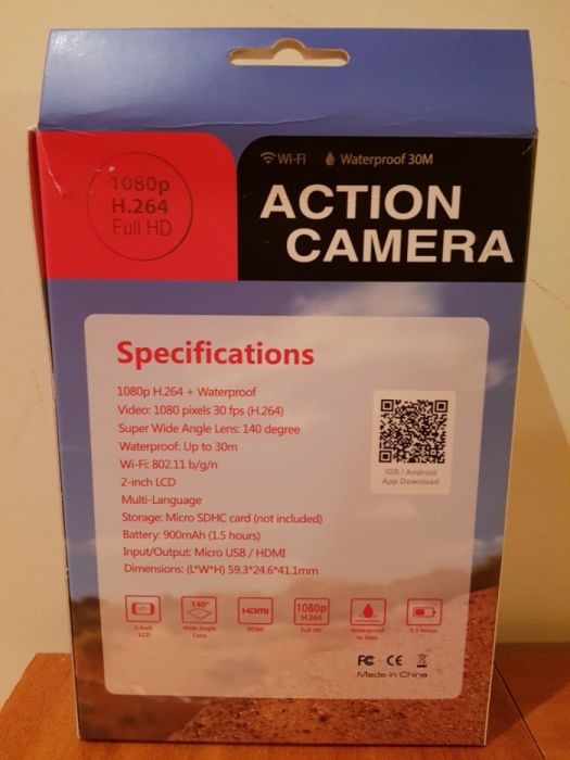 Action Camera Full HD Waterproof 30M