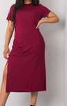Długa sukienka plus size basic, bordo, beż, XL - 4XL, nowa