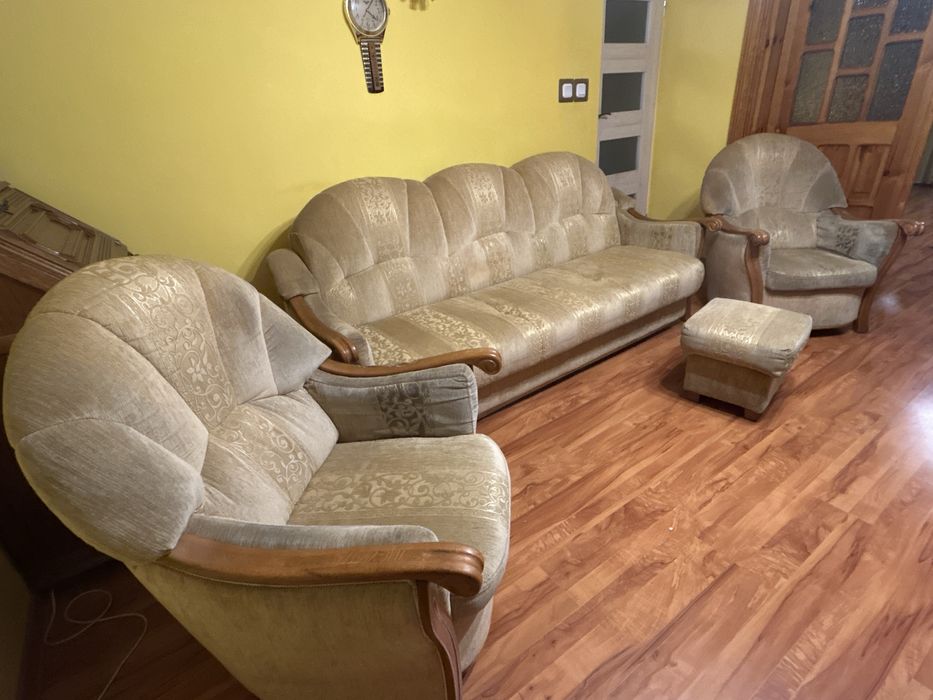 Meble wypoczynkowe dąb / fotele, pufa, kanapa rozkladana /