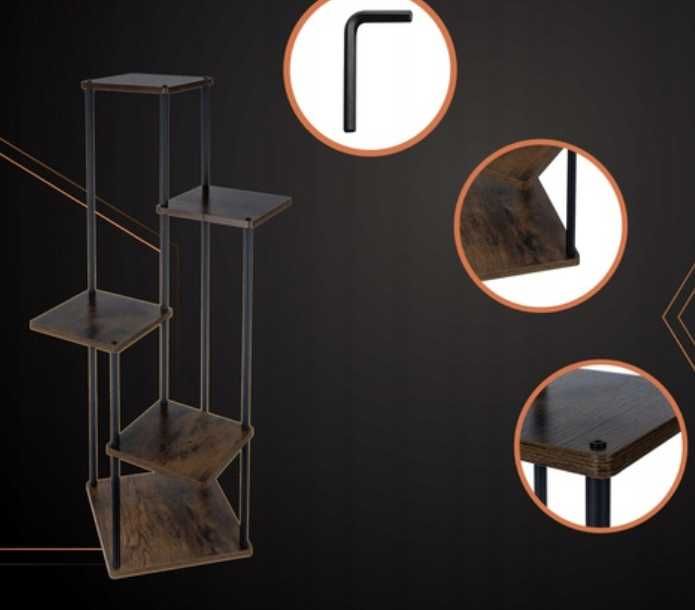 NOWY KWIETNIK STOJĄCY Stojak na Kwiaty Rośliny Regał Metal Drewno Loft